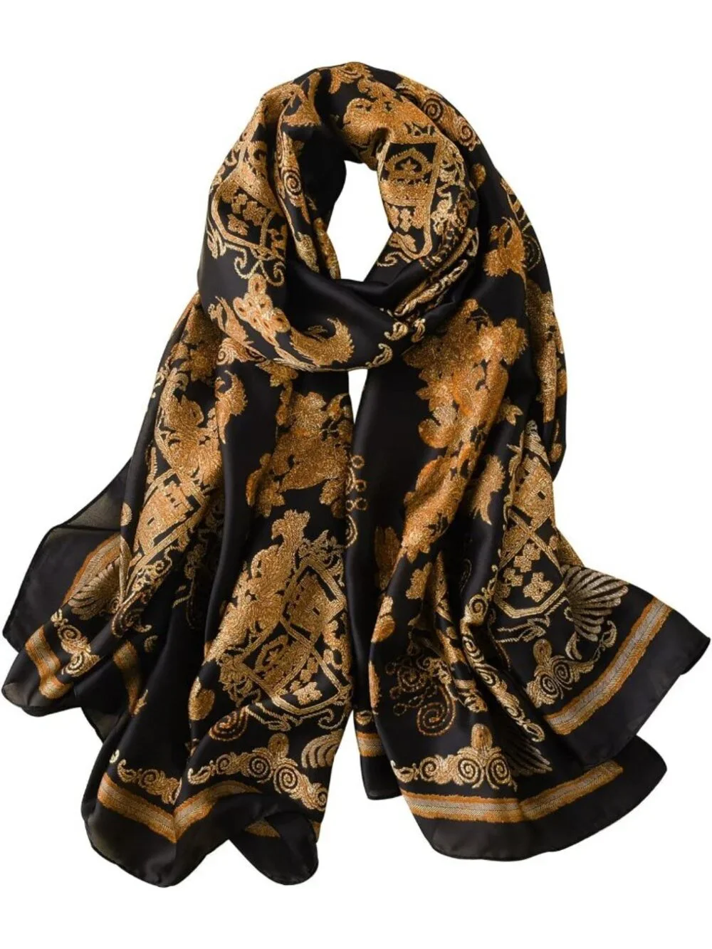 Luxury 100% Mulberry Silk Scarf - Long Lightweight Fashion Wrap for Women